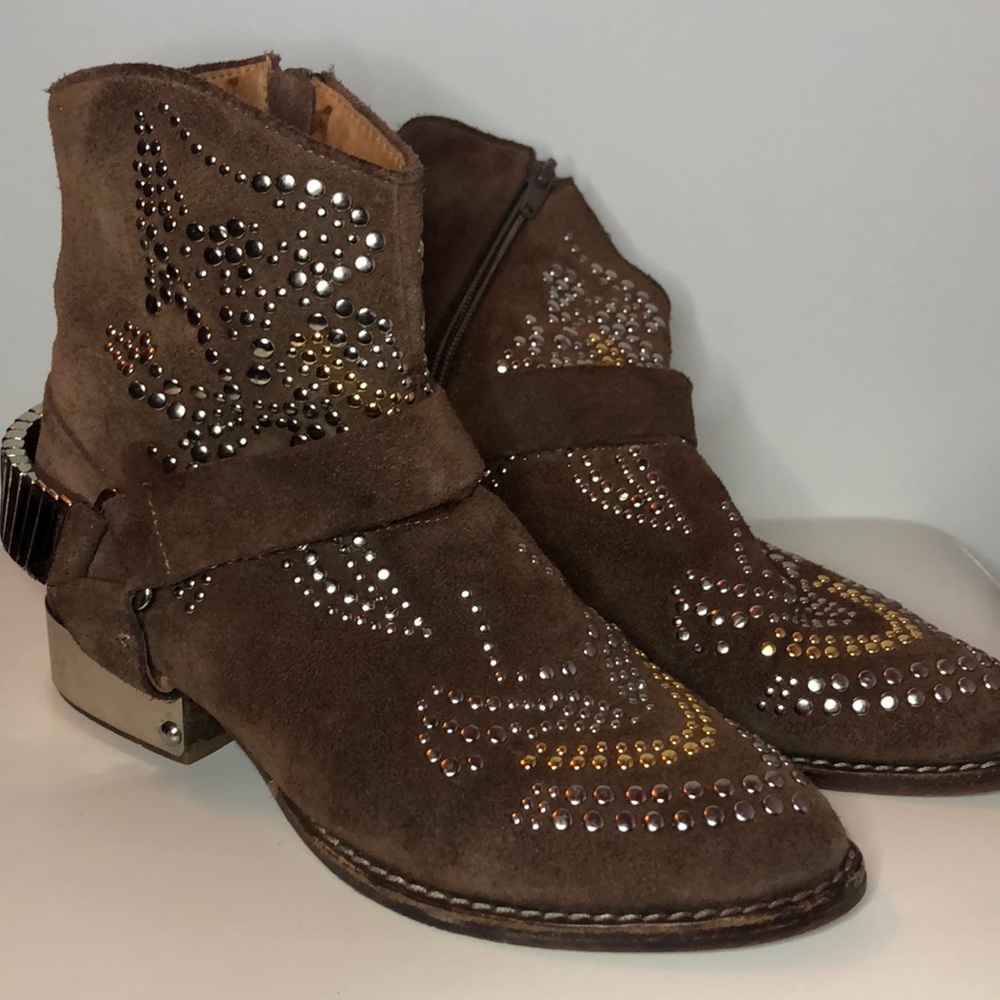 Jeffrey Campbell Brown suede studded boots
